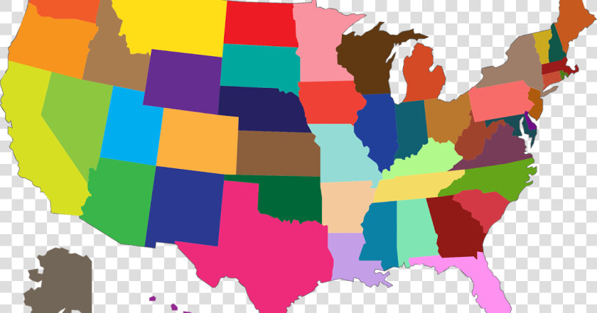 Most Popular Color By State Clipart   Png Download   Map Of United States Transparent  Png DownloadTransparent PNG