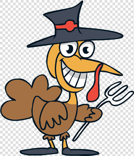 Clip Art Thanksgiving Turkey Fork Hat   Cartoon Turkey With Fork  HD Png DownloadTransparent PNG