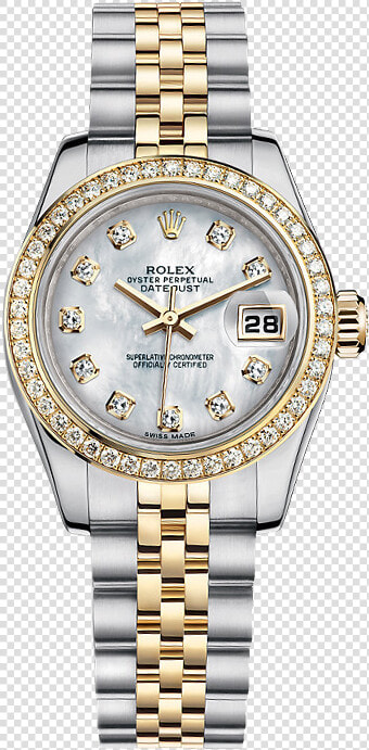 Diamond Form Datejust Watch Rolex Submariner Female   Rolex Datejust Silver And Rose Gold  HD Png DownloadTransparent PNG