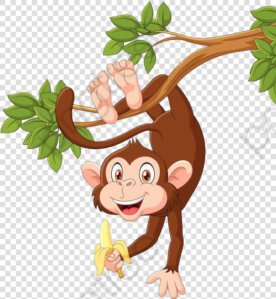 Monkey Clipart Upside Down   Monkey Hanging On Tree Cartoon  HD Png DownloadTransparent PNG