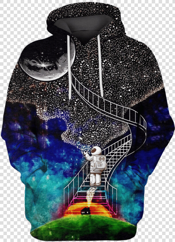 Gearhuman 3d Astronaut Climbing The Ladder To The Moon   Hoodie You Ll Float Too  HD Png DownloadTransparent PNG