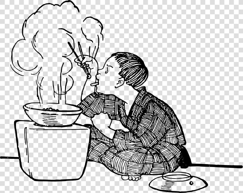 Boy Eats With Chopsticks   Vintage Japanese Drawing  HD Png DownloadTransparent PNG