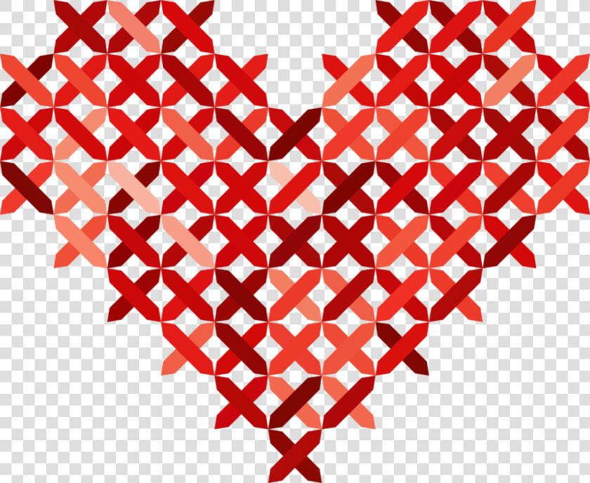 Cross Stitched  Heart  Embroidery  Knit  Love  Romance   Cross Stitch Designs For Cushion Covers  HD Png DownloadTransparent PNG