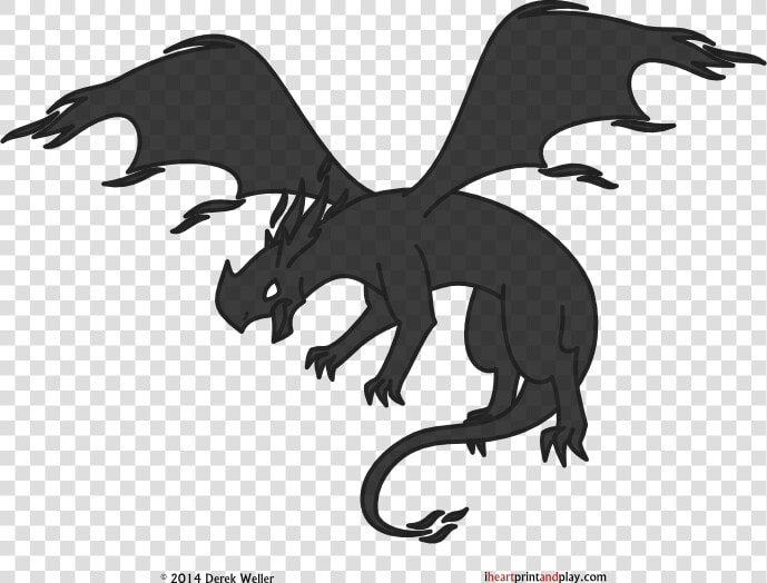 Dragon Carnivora Cartoon Silhouette Black   Illustration  HD Png DownloadTransparent PNG