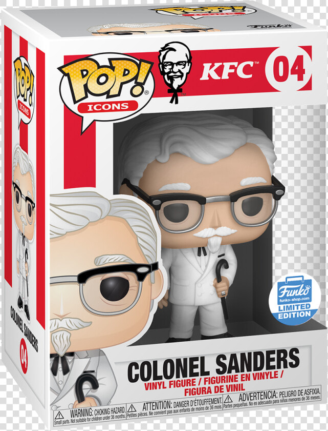 Colonel Sanders Funko Figure With Cane Class Img   Colonel Sanders Funko Pop  HD Png DownloadTransparent PNG