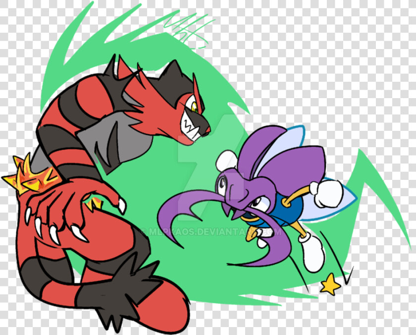 Incineroar Vs Bugzzy   Cartoon  HD Png DownloadTransparent PNG