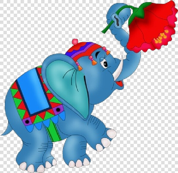 Funny Circus Elephant Holding Flowers With Trunk Cartoon   Elephant In The Circus Cartoon  HD Png DownloadTransparent PNG