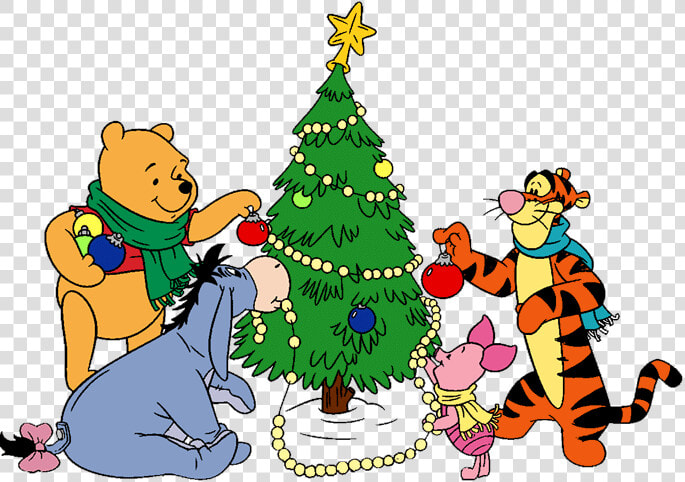 Decorating For Christmas Clipart Picture Free Stock   Pooh And Friends Christmas  HD Png DownloadTransparent PNG