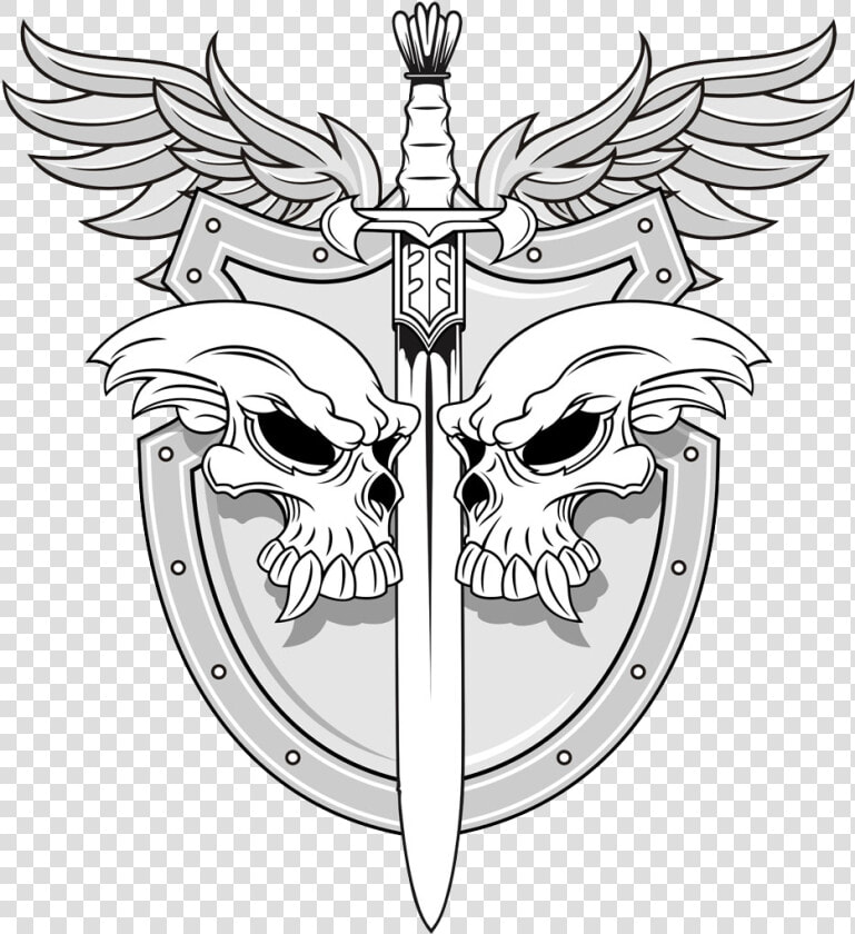 Shield Skull Sword Illustration Vector Human Symbolism   Sword And Shield Line Art  HD Png DownloadTransparent PNG