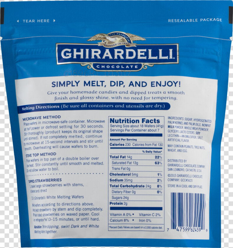 Ghirardelli Melting Wafers Nutrition Facts  HD Png DownloadTransparent PNG