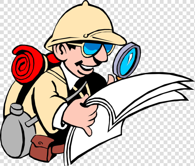 Vector Illustration Of Male Safari Adventurer Carefully   Explore Clipart  HD Png DownloadTransparent PNG