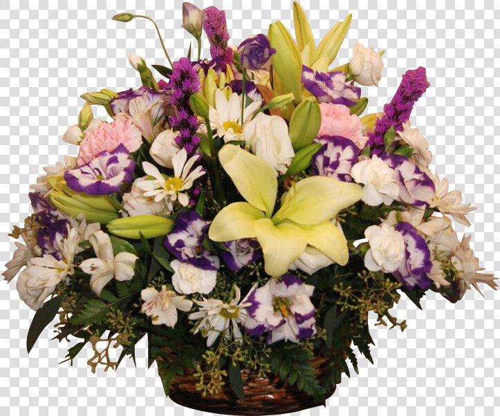 Wicker Basket Mixed Flower Small   Bouquet  HD Png DownloadTransparent PNG