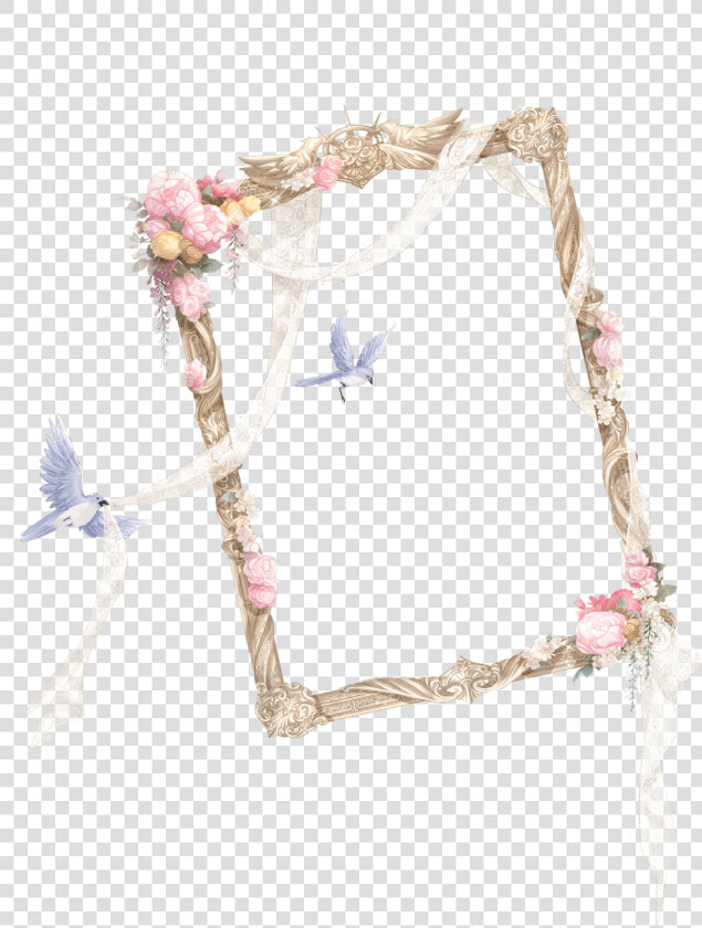  frame  birds  flowers  ribbons  roses  aesthetic  vintage   Love Nikki Lyrical Lyre  HD Png DownloadTransparent PNG