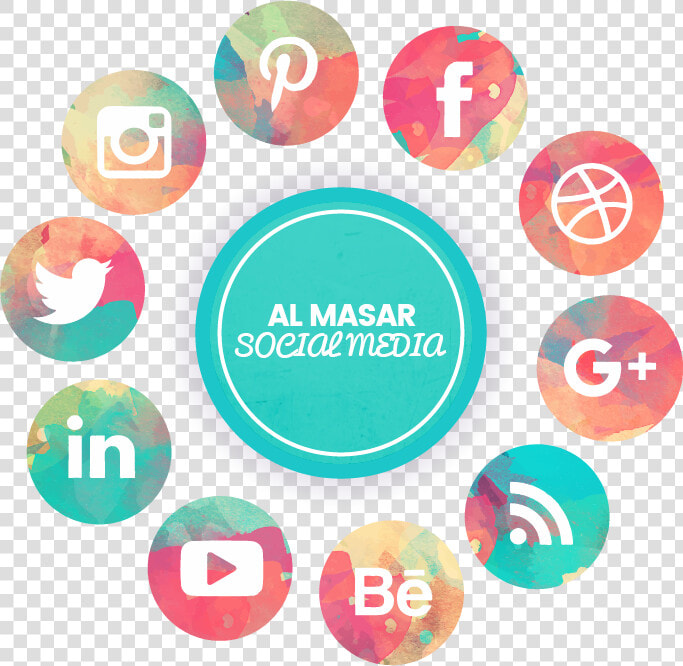 Al Masar Media Social Media Marketing   Watercolor Social Media Icons  HD Png DownloadTransparent PNG