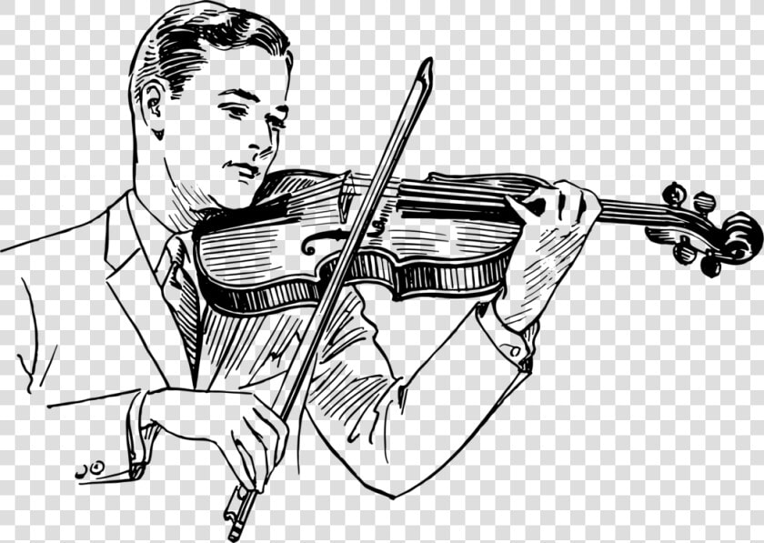 Line Art string Instrument indian Musical Instruments   Man Playing Violin Drawing  HD Png DownloadTransparent PNG