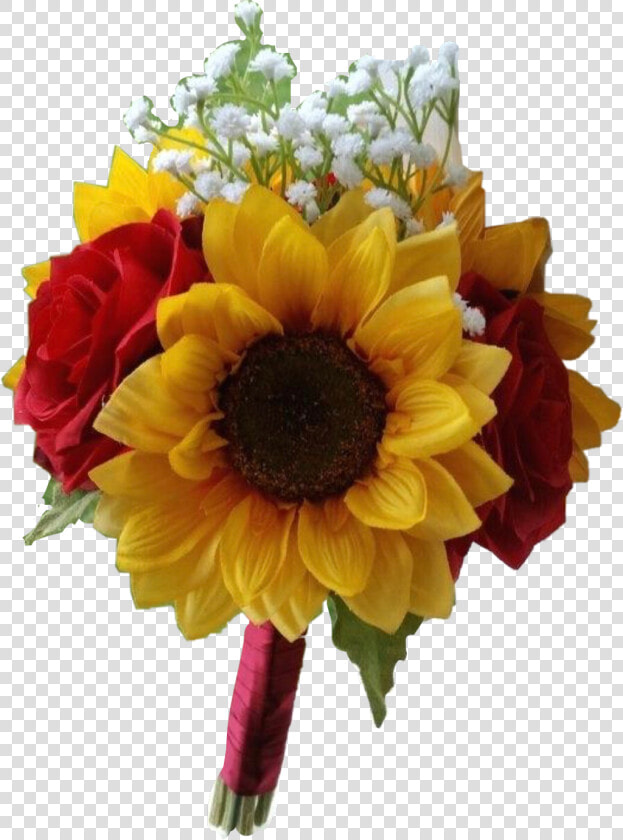  wedding  bridal  bouquet  sunflowers  roses  freetoedit   Wedding Sunflower And Roses Bouquet  HD Png DownloadTransparent PNG