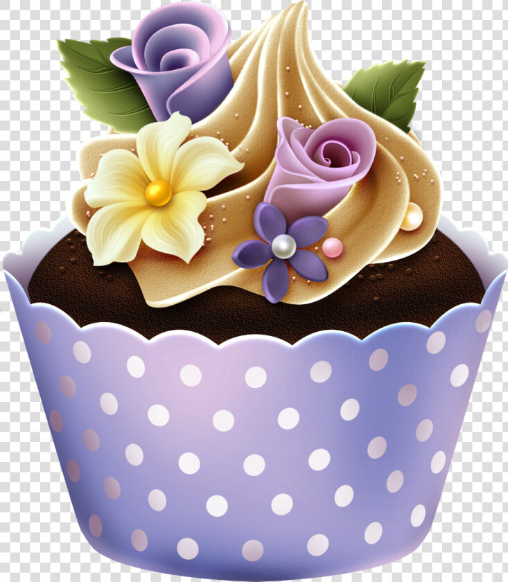 Transparent Cupcake Clipart Free   Cupcake With Flower Clipart  HD Png DownloadTransparent PNG