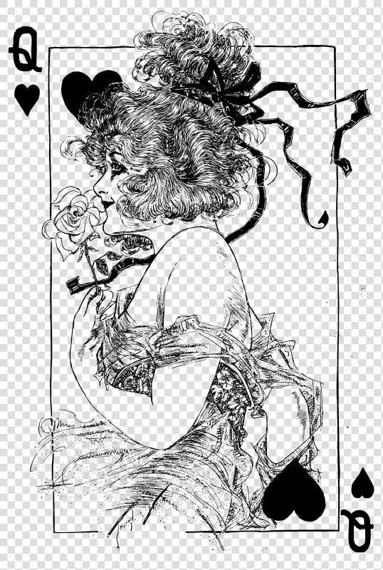 Queen Of Hearts   Queen Card Png Black And White  Transparent PngTransparent PNG