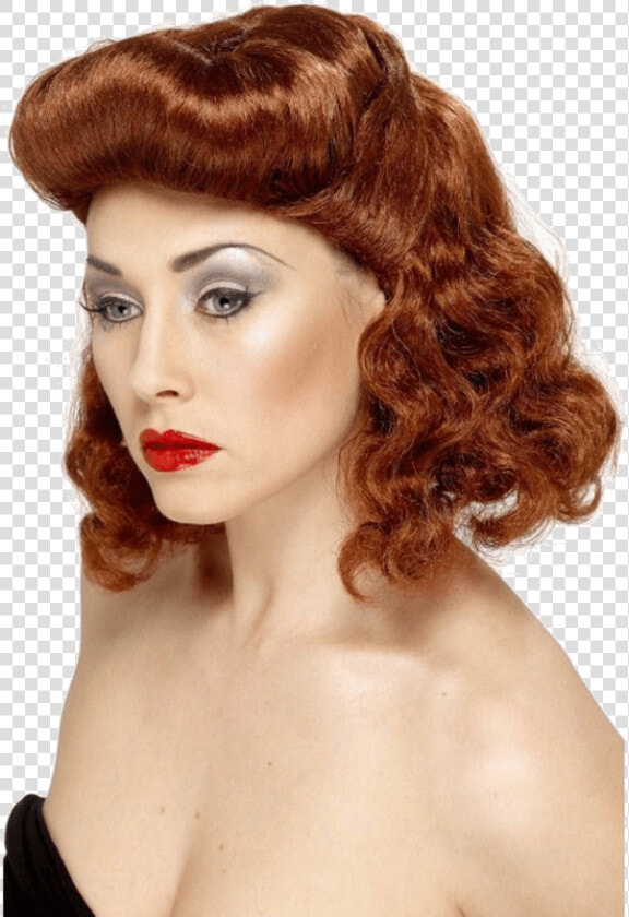 Pin Up Girl Wig Auburn   50s Housewife Wig  HD Png DownloadTransparent PNG