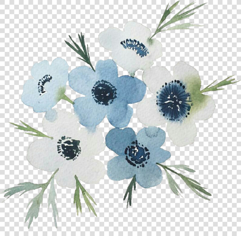 Flowers Spring Cool Blue Nature Drawing Watercolor   Transparent Blue Flowers Drawing  HD Png DownloadTransparent PNG