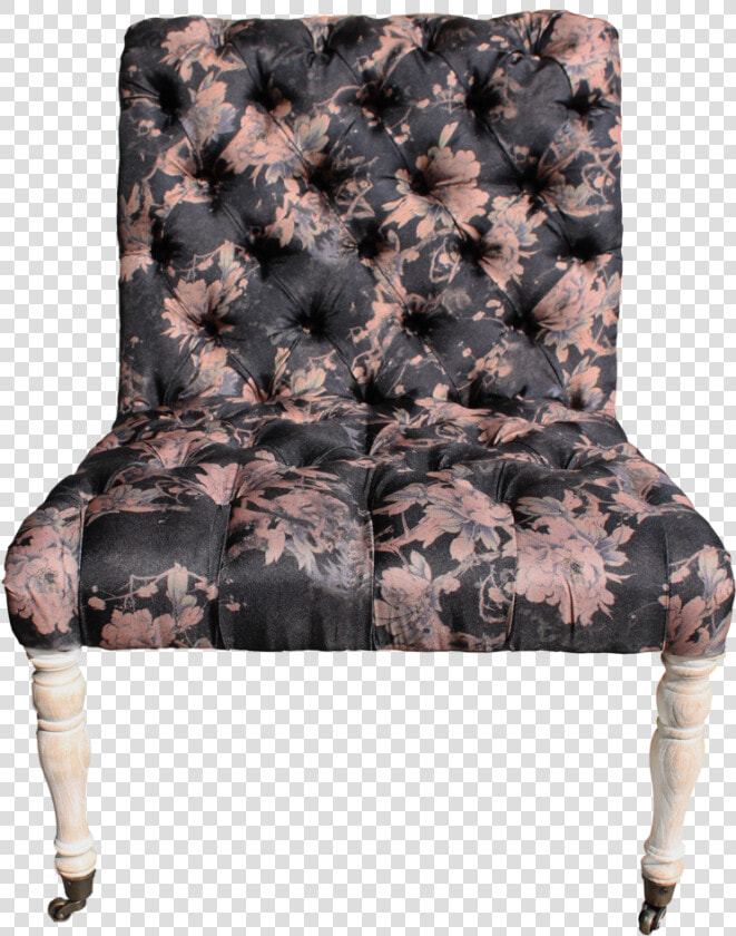 Hannah Chair  Armless Tufted Black Floral Chair  Black   Chair  HD Png DownloadTransparent PNG