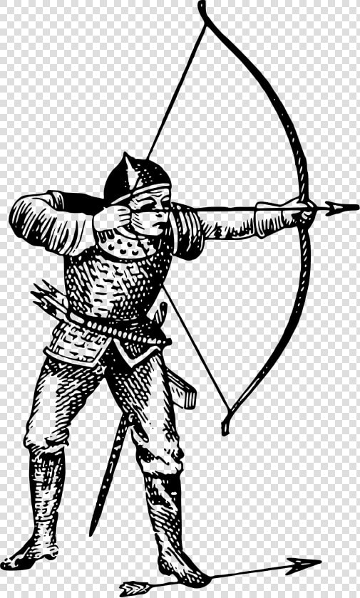 Lance bow And Arrow recreation   Archer Black And White Line Drawing  HD Png DownloadTransparent PNG