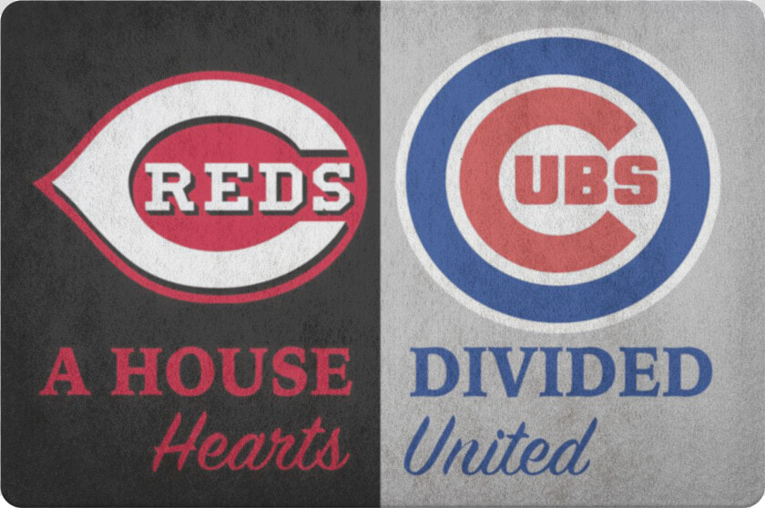 House Divided Man Cave Decor Cubs Cincinnati Reds Hearts   Label  HD Png DownloadTransparent PNG