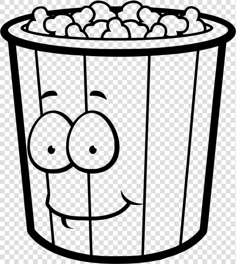 Funny Cartoon Popcorn Bucket Coloring Page   Popcorn Bucket Clipart Black And White  HD Png DownloadTransparent PNG