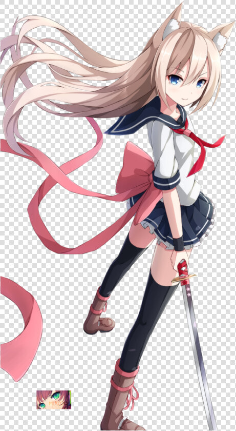  render  Anime Girl By Miregg On Deviantart   Manga Girl Hybrid Cat  HD Png DownloadTransparent PNG