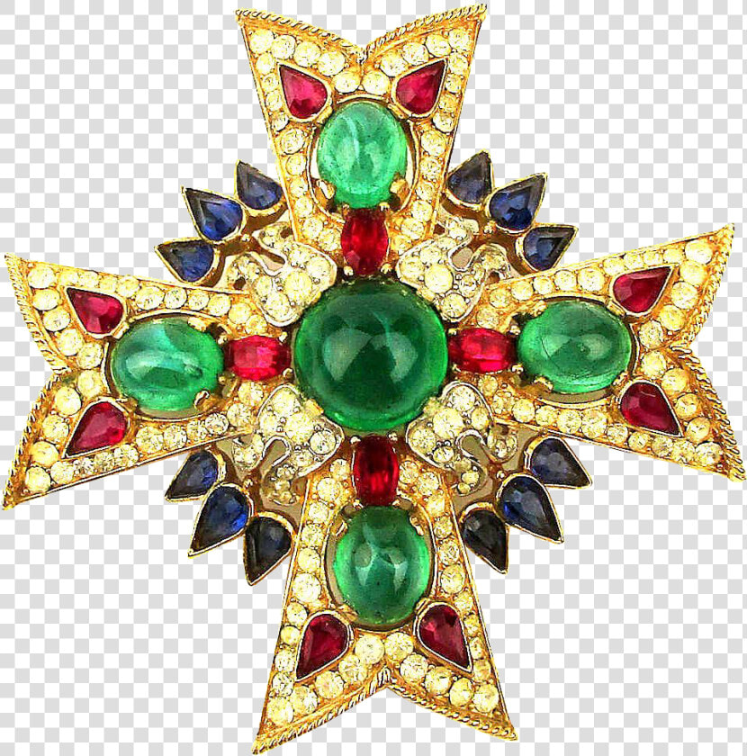 Crown Trifari  jewels Of India  Maltese Cross Pin Brooch   Bp Logo  HD Png DownloadTransparent PNG