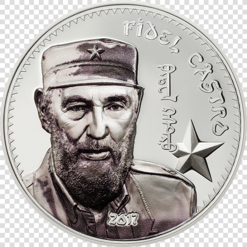 2017 1000 Togrog 1 Oz Pure Silver Coin   Fidel Castro Coin  HD Png DownloadTransparent PNG