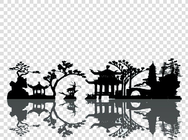 China Silhouette Landscape Painting   Chinese Silhouette Vector  HD Png DownloadTransparent PNG