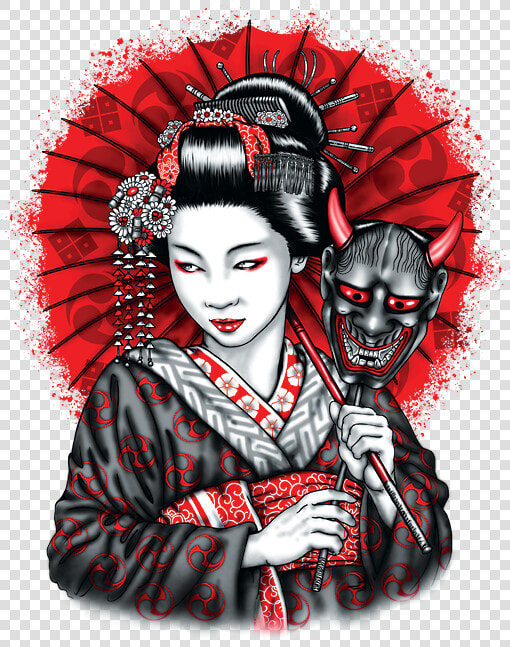 Shimada   Geisha With Oni Mask  HD Png DownloadTransparent PNG