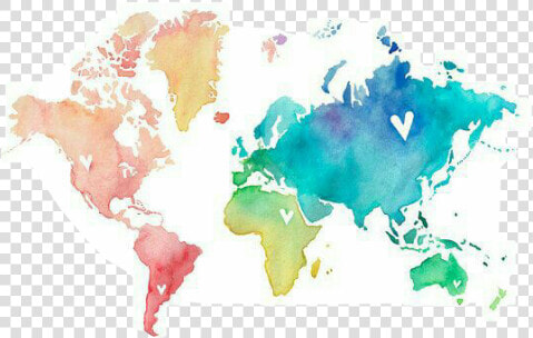  continents  colorful  watercolor   Cute World Map  HD Png DownloadTransparent PNG