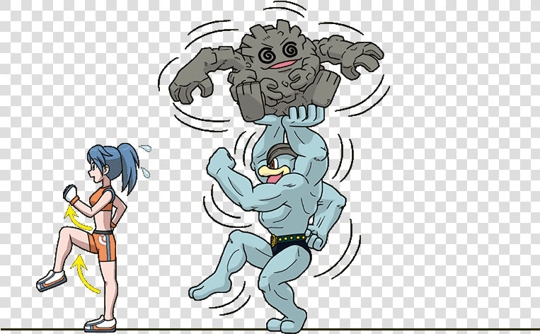 Machamp Graveler Pokemon Battle Girl Npc Trainer カイリキー   Cartoon  HD Png DownloadTransparent PNG