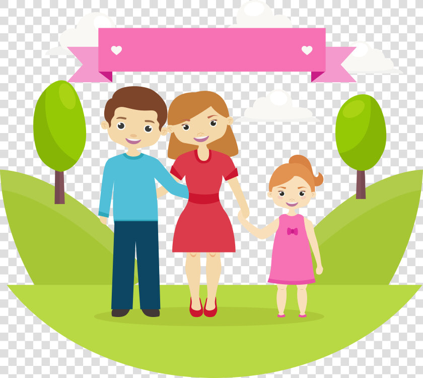 Happy Family Cartoon   Happy Family Of Three Cartoon  HD Png DownloadTransparent PNG