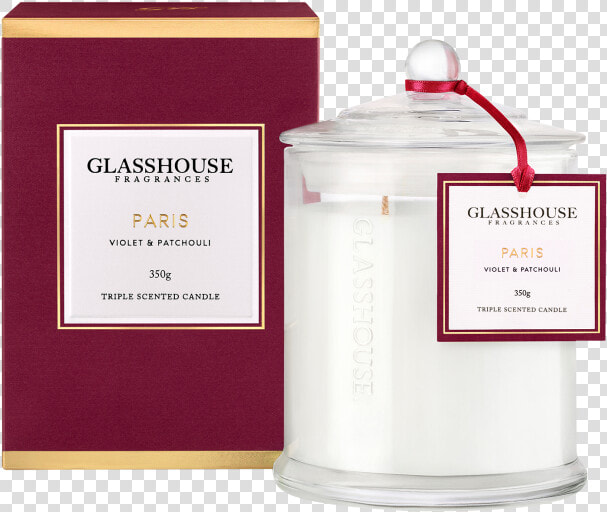 Paris Violet  amp  Patchouli 350g Triple Scented Candle   Glasshouse Paris Candle  HD Png DownloadTransparent PNG