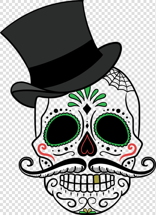 Clipart Skull Female   Sugar Skull With Hat  HD Png DownloadTransparent PNG