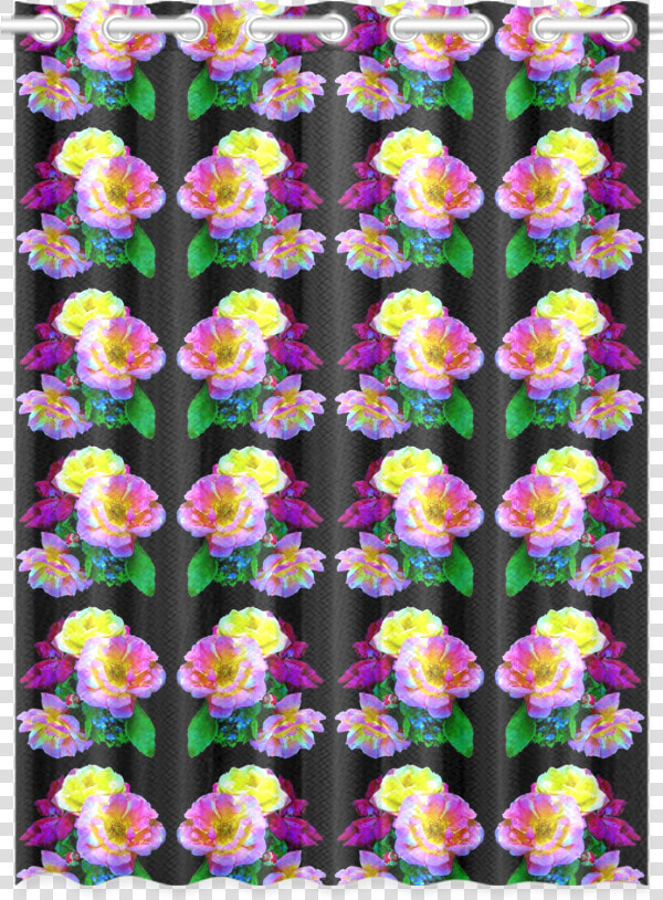 Rosa Yellow Roses On Black Pattern New Window Curtain  HD Png DownloadTransparent PNG