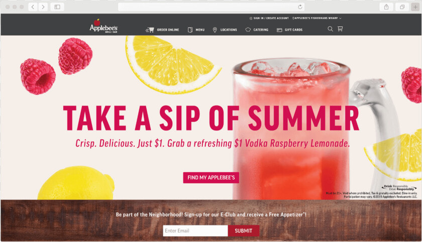 Glasses Of Lemonade On Applebee S Web Site By Arctouch   Digital Media  HD Png DownloadTransparent PNG