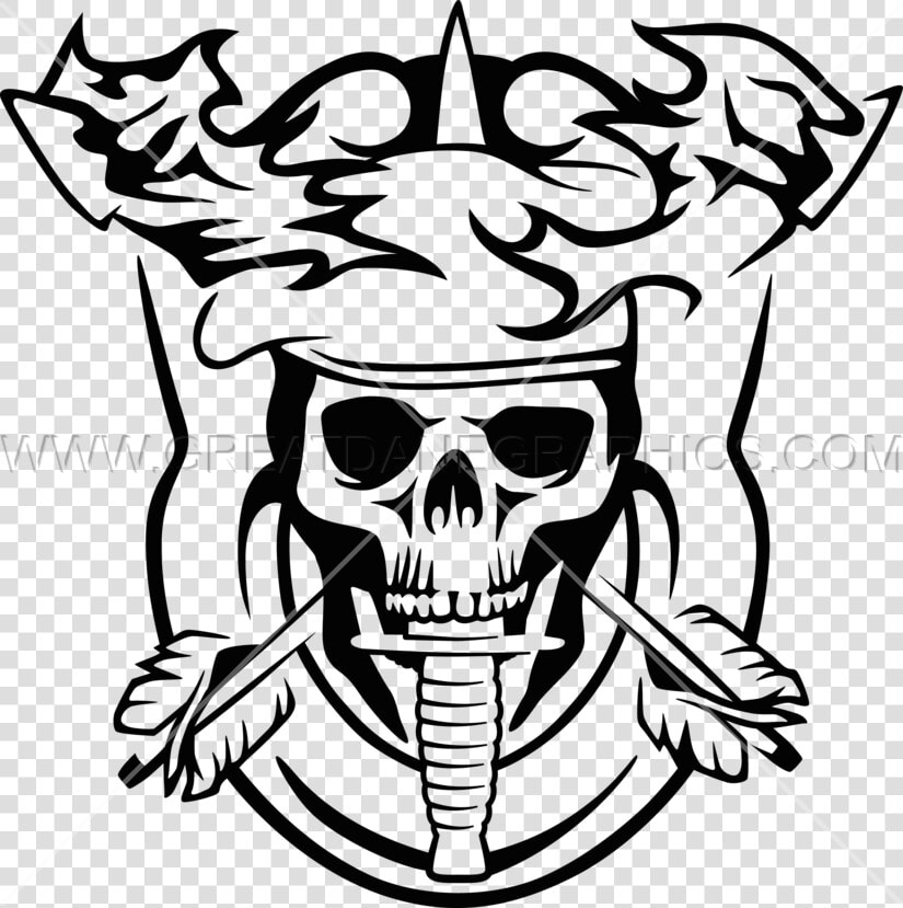 Clip Art Stock Drawing Arrow Skull   Skull With A Beret Transparent Background  HD Png DownloadTransparent PNG