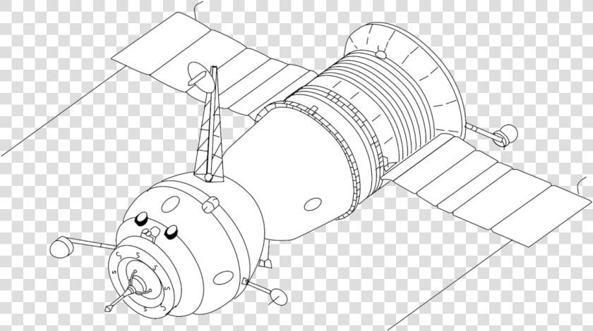 Soyuz 7k T 3 Seats Drawing   Weather Satellite Black And White  HD Png DownloadTransparent PNG