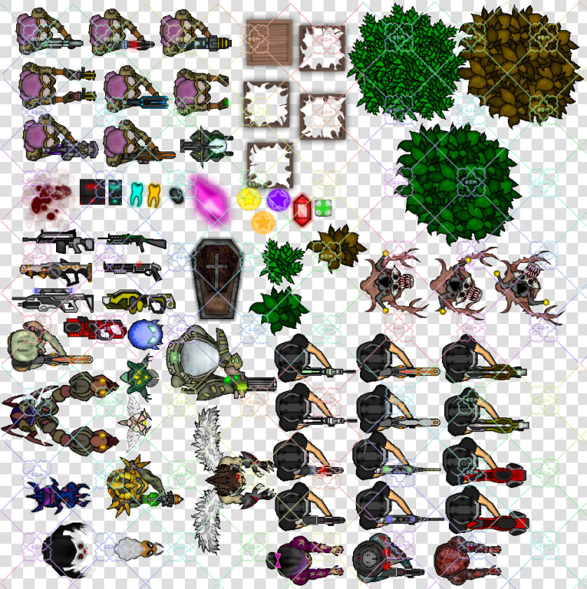 Top Down Alien Sprite Sheet  HD Png DownloadTransparent PNG