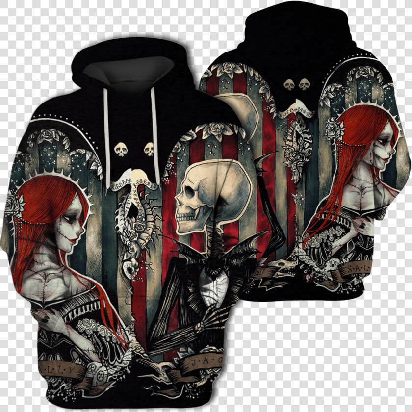 Gearhuman 3d Jack And Sally Nightmare Before Christmas   Jack Skellington Freddy Hoodie  HD Png DownloadTransparent PNG