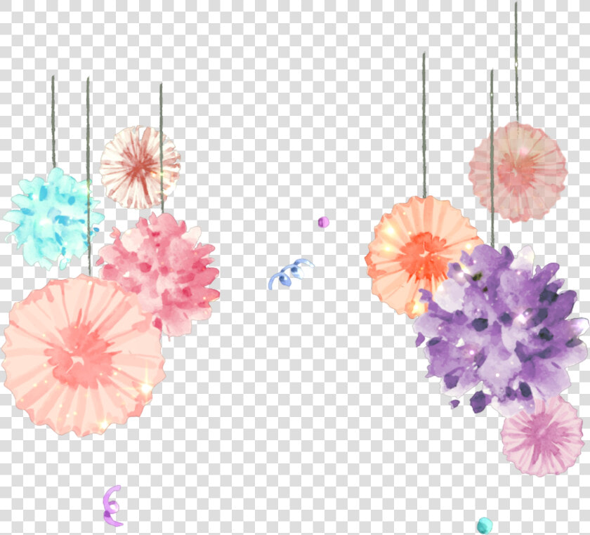 Glitter Border Borders Hanging Flower   Watercolor Flower Decoration Png  Transparent PngTransparent PNG