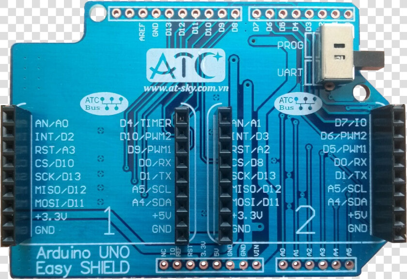 Arduino Uno Extension Shield With 2 Atcbus Host Socket  HD Png DownloadTransparent PNG