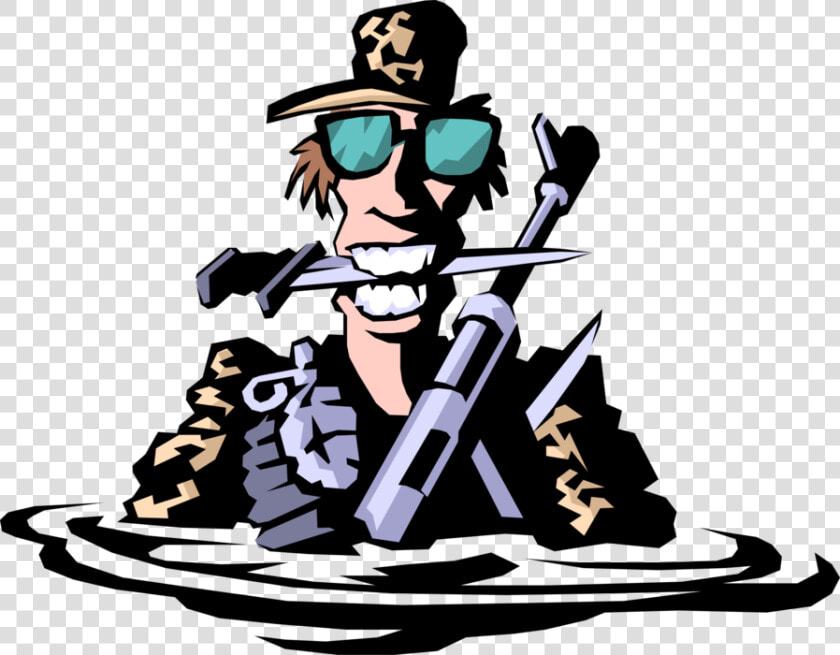 Vector Illustration Of Experienced Navy Seal Armed   Armed To The Teeth Cartoon  HD Png DownloadTransparent PNG