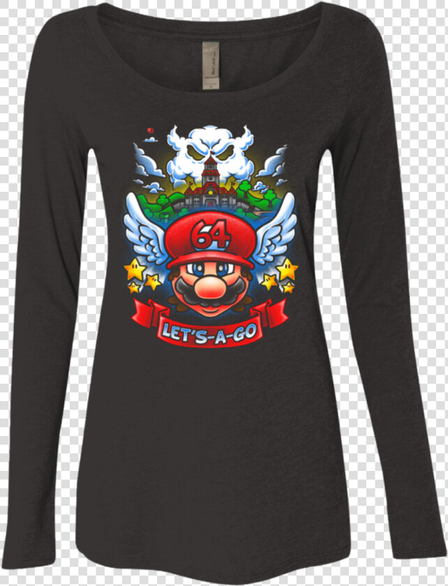 Mario 64 Tribute Women S Triblend Long Sleeve Shirt   Long sleeved T shirt  HD Png DownloadTransparent PNG