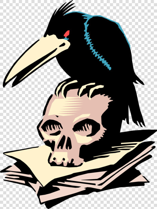 Vector Illustration Of Black Crow Bird Sits On Human   Black Crow Halloween Clipart  HD Png DownloadTransparent PNG