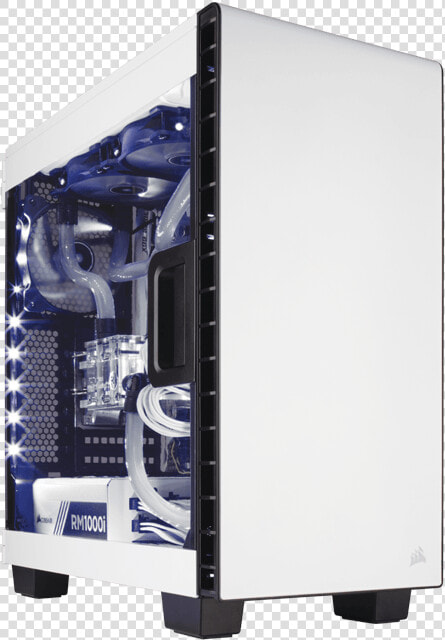 Intel Z390 2 way Gpu Liquid Cooled Pc   Corsair Carbide 400c White  HD Png DownloadTransparent PNG